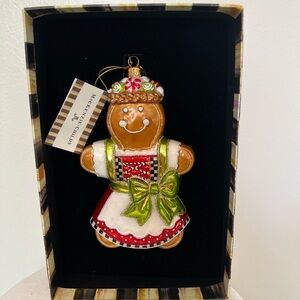 RETIRED MACKENZIE CHILDS FARMHOUSE GINGERBREAD GIRL GLASS ORNAMENT - BNIB